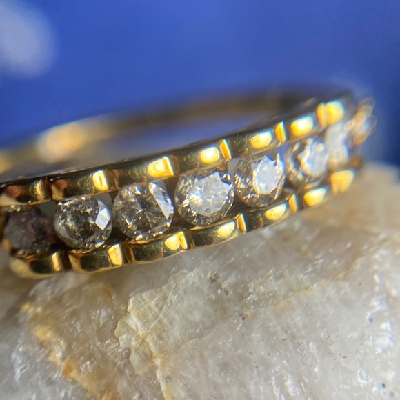 10k Yellow Gold Large Diamond Ring - Picture 5 of 14